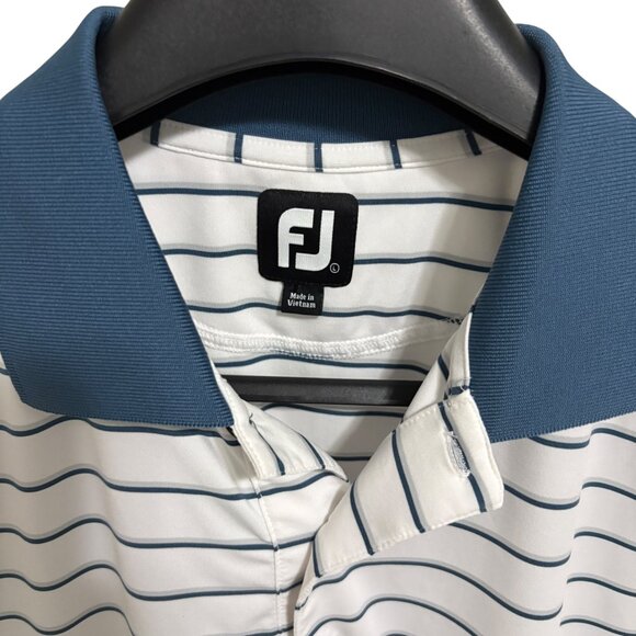Footjoy Golf Polo Shirt Mens Size Large Short Sleeve Striped Golf Logos - Picture 4 of 6
